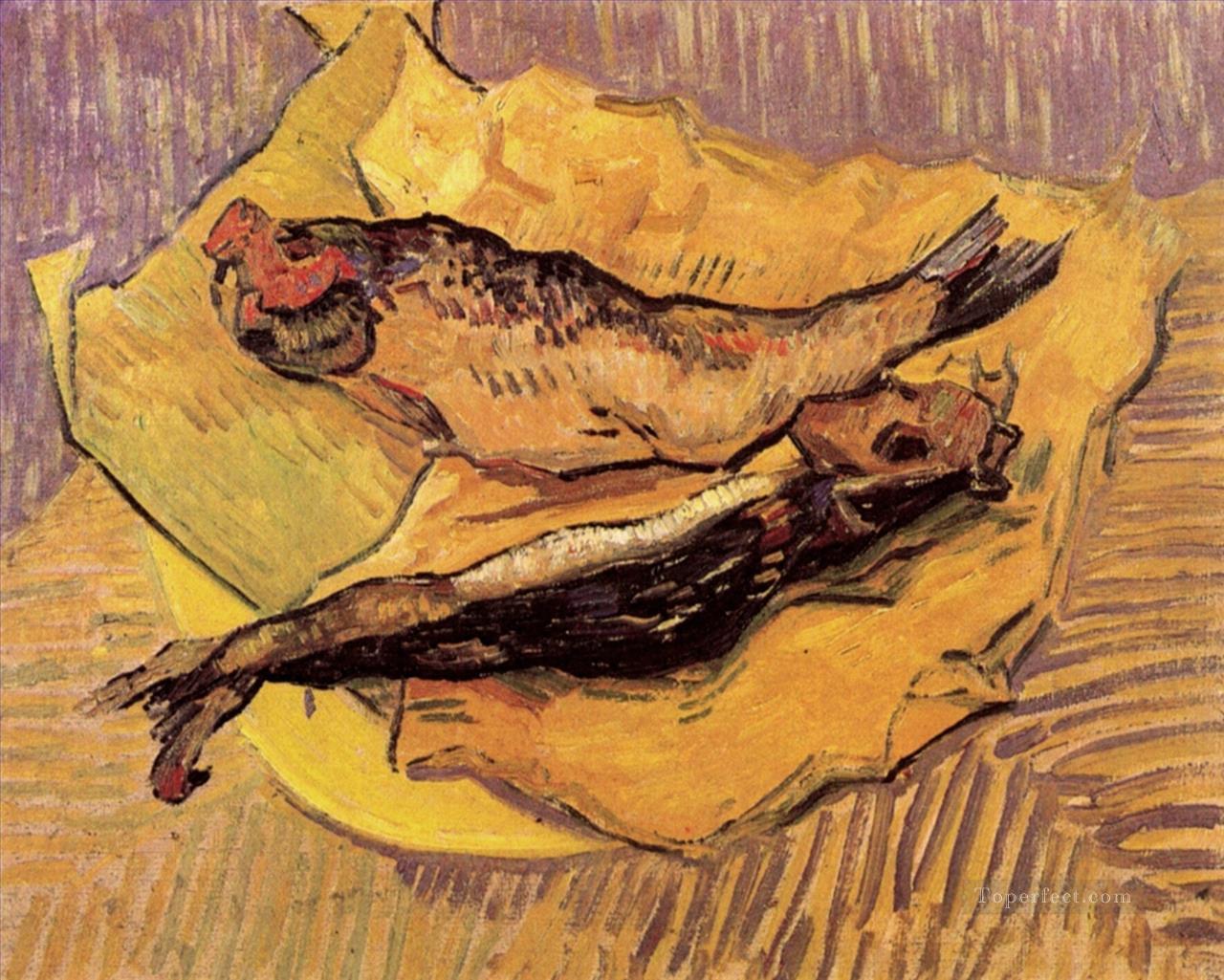 Bloaters on a Piece of Yellow Paper Vincent van Gogh Impressionism still life Oil Paintings